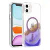 Onegif Apple İphone 11 Lotus Simli Magsafe Kapak - Mor
