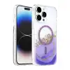 Onegif Apple İphone 14 Pro Max Lotus Simli Magsafe Kapak - Mor