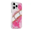Onegif Apple İphone 14 Pro Max Lotus Simli Magsafe Kapak - Pembe