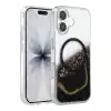 Onegif Apple İphone 16 Lotus Simli Magsafe Kapak - Siyah