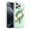Onegif Apple İphone 16 Pro Max Lotus Simli Magsafe Kapak - Yeşil