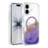 Onegif Apple İphone 17 Lotus Simli Magsafe Kapak - Mor
