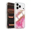 Onegif Apple İphone 17 Pro Lotus Simli Magsafe Kapak - Pembe