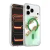 Onegif Apple İphone 17 Pro Lotus Simli Magsafe Kapak - Yeşil