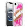 Onegif Apple İphone 17e Lotus Simli Magsafe Kapak - Pembe