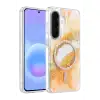 Onegif Samsung Galaxy A56 Lotus Simli Magsafe Kapak - Turuncu