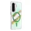 Onegif Samsung Galaxy A56 Lotus Simli Magsafe Kapak - Yeşil