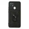 Oppo A15 Kılıf Pars Lens Yüzüklü Silikon - Siyah