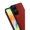 Oppo A38 Sara Kartvizitli Deri Kılıf - Kırmızı