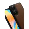Oppo A38 Sara Kartvizitli Deri Kılıf - Taba
