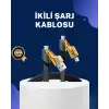 Örgülü Tasarım 4’ü 1 Arada USB-C Lightning Hızlı Şarj Kablosu