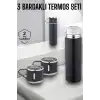 Paslanmaz Çelik 3’lü Termos Seti Vakumlu ve 8 Saat Isı Koruma