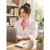 Pembe Boyun Tipi Fan USB Şarjlı Hafif Tasarım Güçlü Hava Üflemeli Serinletici