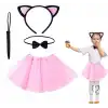 Pembe Renk Etekli Kedi Kostüm Seti (tütü, Taç, Papyon, Kuyruk)
