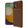 Realme 12 Lite Kılıf Auto Focus Karbon Kapak - Kahverengi