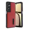 Realme C65 Sara Kartvizitli Deri Kılıf - Kırmızı
