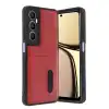 Realme C65 Sara Kartvizitli Deri Kılıf - Kırmızı