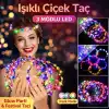Renkli Led Çiçek Taç – 3 Işık Modlu Glow Parti Tacı