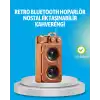 Retro Bluetooth Hoparlör Ahşap Görünümlü 5W Çift Stereo Ses