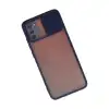Samsung Galaxy A02s Kılıf Palm Buzlu Kamera Sürgülü Silikon - Lacivert