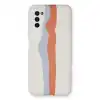 Samsung Galaxy A03s Kılıf Ebruli Lansman Silikon - Beyaz-turuncu