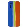 Samsung Galaxy A03s Kılıf Ebruli Lansman Silikon - Mavi-turuncu