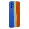 Samsung Galaxy A03s Kılıf Ebruli Lansman Silikon - Mavi-turuncu