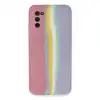 Samsung Galaxy A03s Kılıf Ebruli Lansman Silikon - Pembe-lila