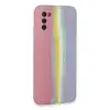 Samsung Galaxy A03s Kılıf Ebruli Lansman Silikon - Pembe-lila