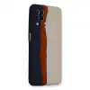 Samsung Galaxy A22 Kılıf Ebruli Lansman Silikon - Lacivert-krem
