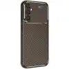 Samsung Galaxy A26 Kılıf Auto Focus Karbon Kapak - Kahverengi
