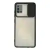 Samsung Galaxy A71 Kılıf Palm Buzlu Kamera Sürgülü Silikon - Siyah