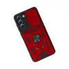 Samsung Galaxy S21 Fe Kılıf Pars Lens Yüzüklü Silikon - Kırmızı