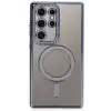 Samsung Galaxy S24 Ultra Kılıf Joke Simli Magneticsafe Kılıf - Mavi