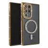 Samsung Galaxy S25 Ultra Kılıf Joke Simli Magneticsafe Kılıf - Gold