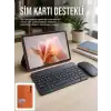 SIM Kart Destekli Android Tablet Bluetooth Klavye ve Kablosuz Mouse Seti Geniş Ekran Taşınabilir Tasarım