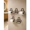 Siyah Metal Tuvalet Kağıdı Tutucu 5’li Set Yapışkanlı Duvar Tipi Banyo WC Askısı