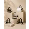 Siyah Metal Tuvalet Kağıdı Tutucu 5’li Set Yapışkanlı Duvar Tipi Banyo WC Askısı