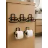 Siyah Metal Tuvalet Kağıdı Tutucu 5’li Set Yapışkanlı Duvar Tipi Banyo WC Askısı
