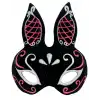 Siyah Renk Kırmızı Beyaz Simli Siyah Süet Kaplama Tavşan Maskesi 18x16 Cm
