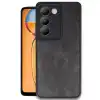 Vivo V30 Lite 4g Kılıf Aras Deri Kapak - Siyah