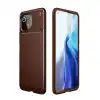 Xiaomi Mi 11 Lite Kılıf Auto Focus Karbon Kapak - Kahverengi