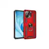 Xiaomi Mi 11 Lite Kılıf Sofya Yüzüklü Silikon Kapak - Kırmızı
