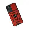 Xiaomi Poco F3 Kılıf Pars Lens Yüzüklü Silikon - Kırmızı