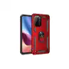 Xiaomi Poco F3 Kılıf Sofya Yüzüklü Silikon Kapak - Kırmızı