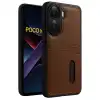 Xiaomi Poco X7 Pro Kılıf Sara Kartvizitli Deri Kılıf - Taba