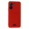 Xiaomi Redmi 13c Kılıf Kelvin Kartvizitli Silikon - Kırmızı