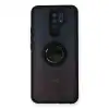 Xiaomi Redmi 9 Kılıf Montreal Yüzüklü Silikon Kapak - Siyah