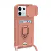 Xiaomi Redmi Note 13 Pro 5g Kılıf Zuma Kartvizitli Yüzüklü Silikon - Pembe