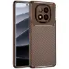 Xiaomi Redmi Note 14 Pro Plus Kılıf Auto Focus Karbon Kapak - Kahverengi